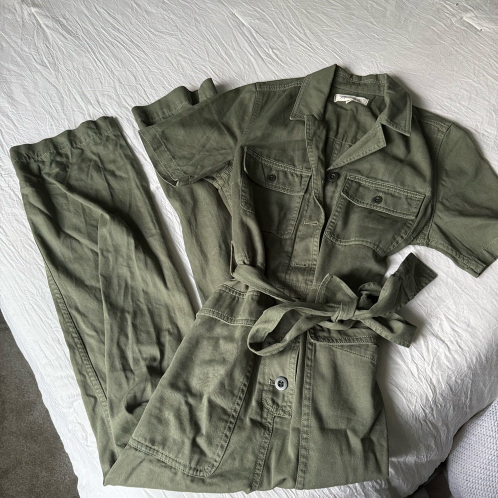 Madewell Olive Green Utility Jumpsuit - Straight Leg - Picture 3 of 5